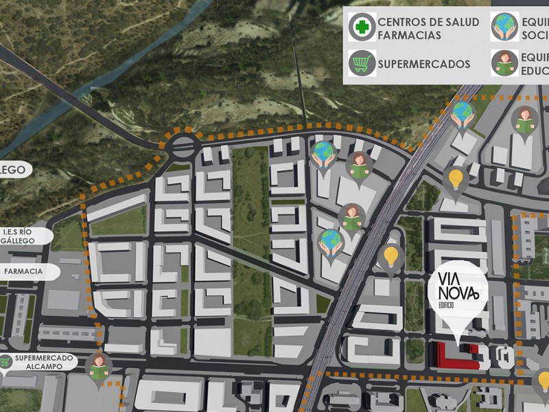 Mapa de localización del Edificio Vía Nova en la Avenida Cataluña